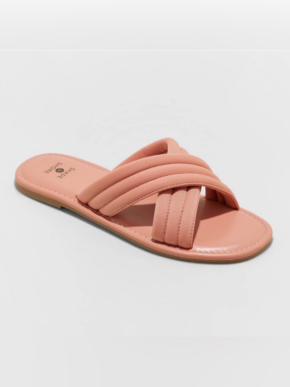 Shade & Shore Coral Pink Padded Crossover Slide Sandals Size 9